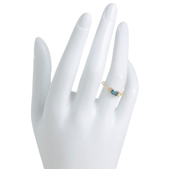 SHIVAM Made In India 14kt Gold Plated Blue Topaz Ring - Picture 2 of 3